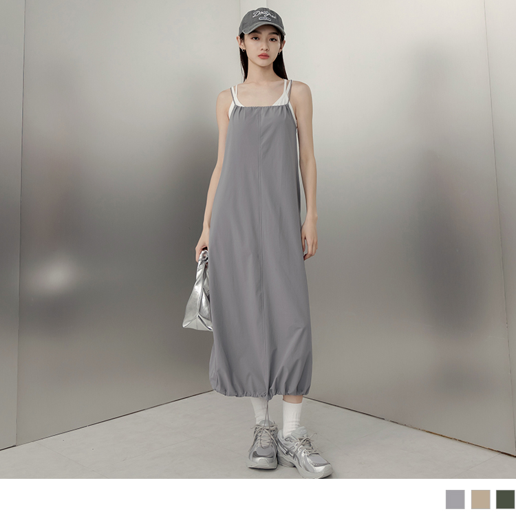 OB 涼感．抗UV調節束口冰河系防曬細肩連身裙 OBDA10032 SS24