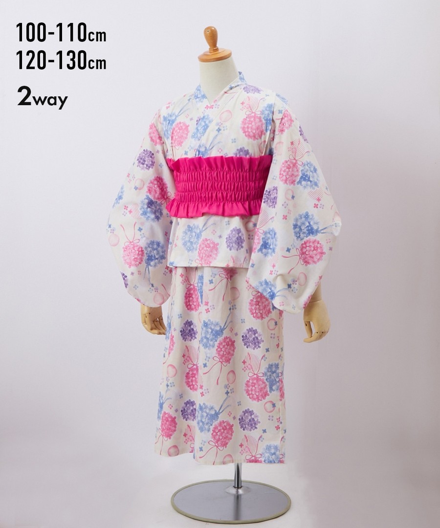 Nissen 2WAY浴衣連身裙(浴衣上下+簡便腰帶)(女孩) (日本童裝) NSBKE0124B0003 SS24