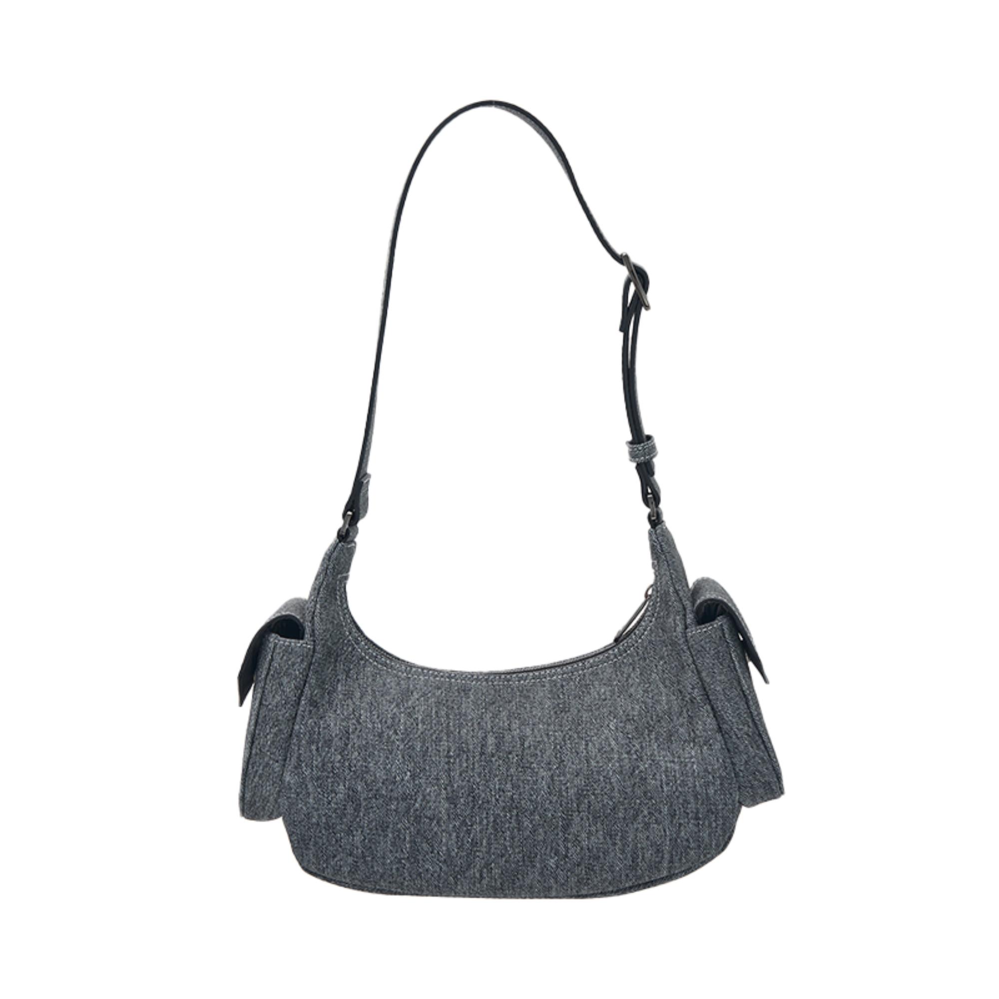 ☆MLB Korea☆ Classic Monogram Denim Vintage Hobo Bag NY Gre MLB KOREA] Classic Monogram Denim Hobo Bag - New York