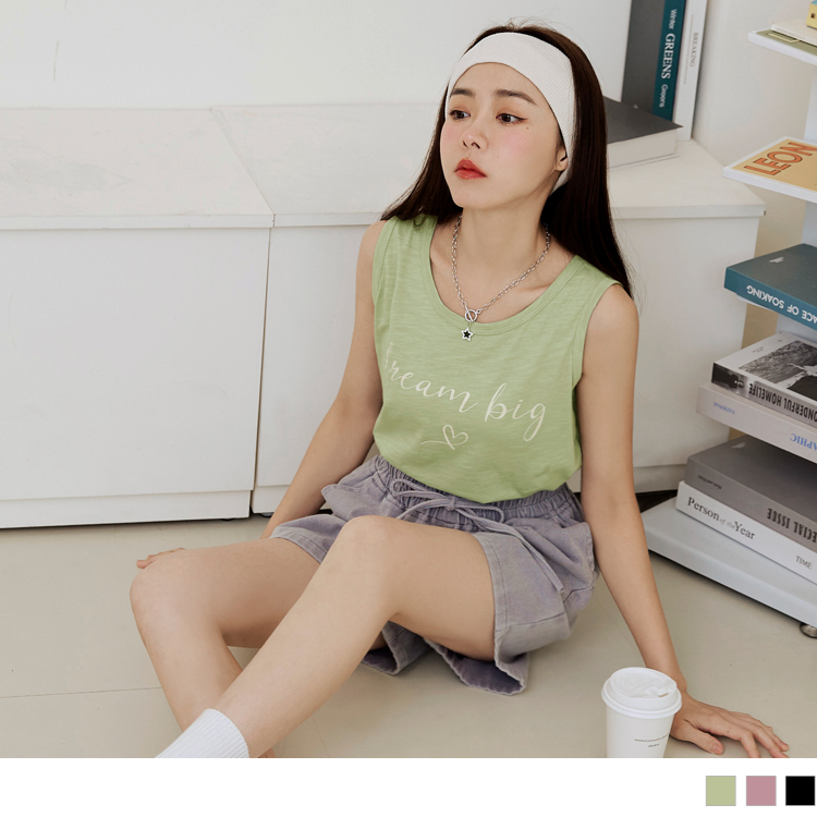 OB 親膚竹節棉率性印花無袖上衣 OBAB18561 SS24
