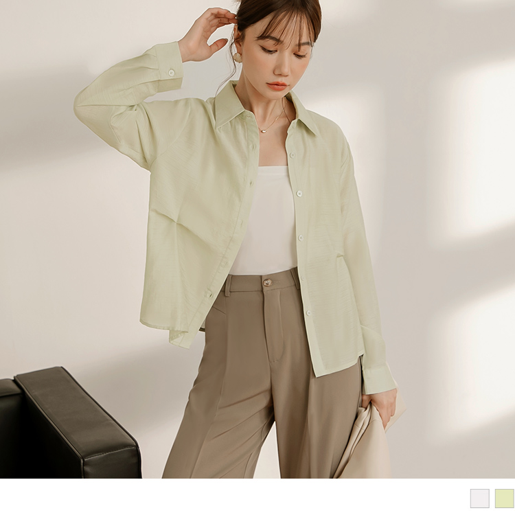 OB 微透膚抓褶設計襯衫上衣/外套 OBAB19612 FW24