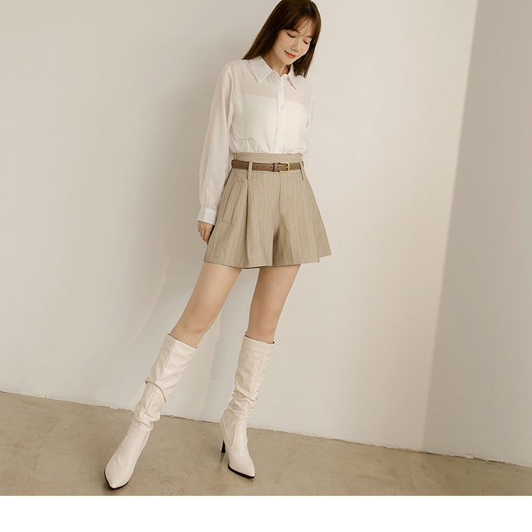 OB 條紋收腰打褶寬腰頭傘襬短褲 OBBA7582 FW24