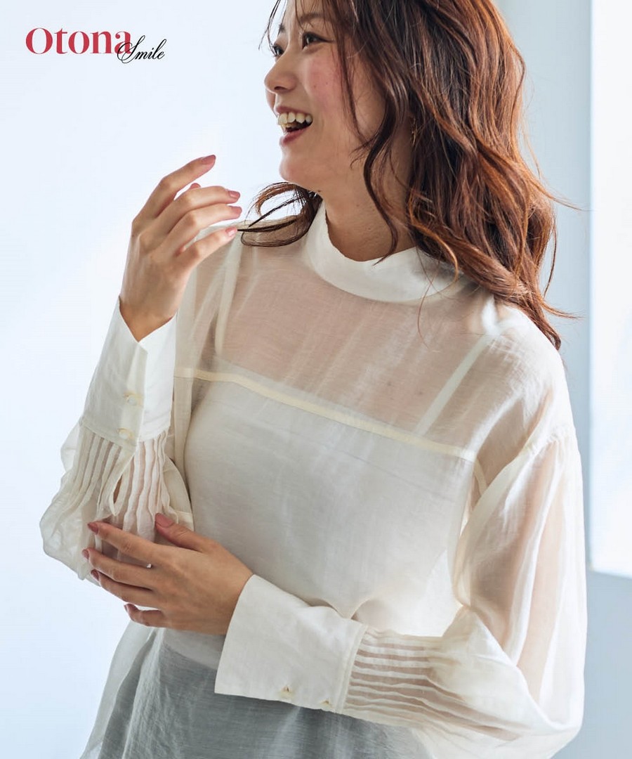 nissen 高領透視上衣(Otona SMILE) (日本女裝大尺碼) NSAMR0124D0014 FW24