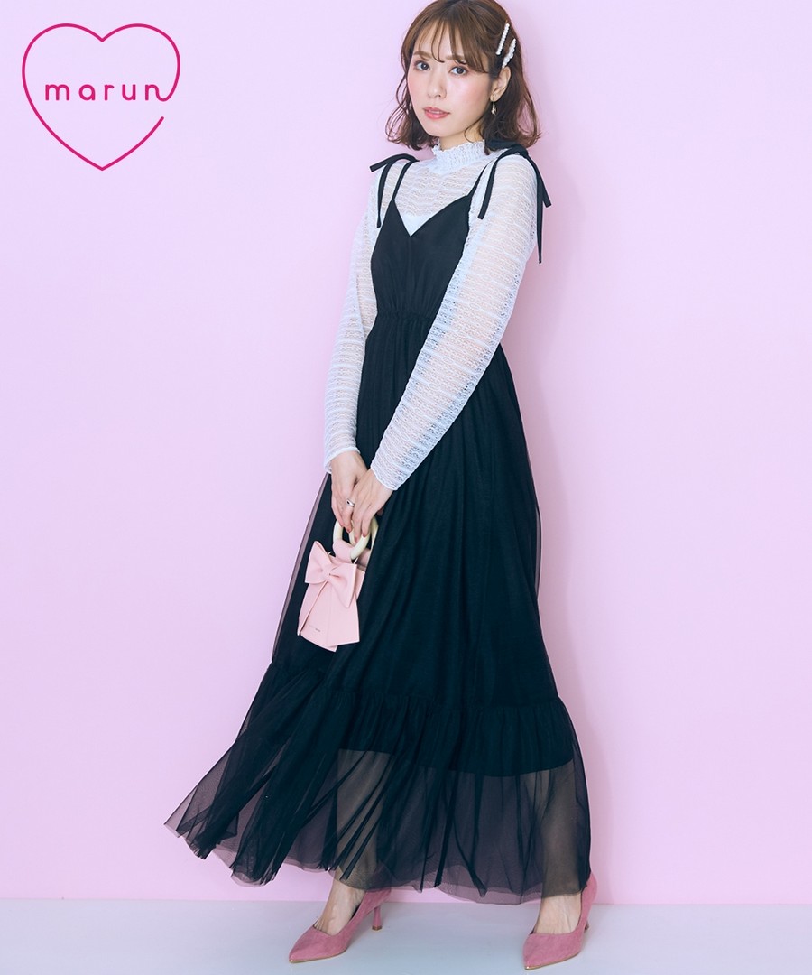 nissen 薄紗吊帶連身裙(marun) (日本女裝大尺碼) NSBLJ0224D0002 FW24