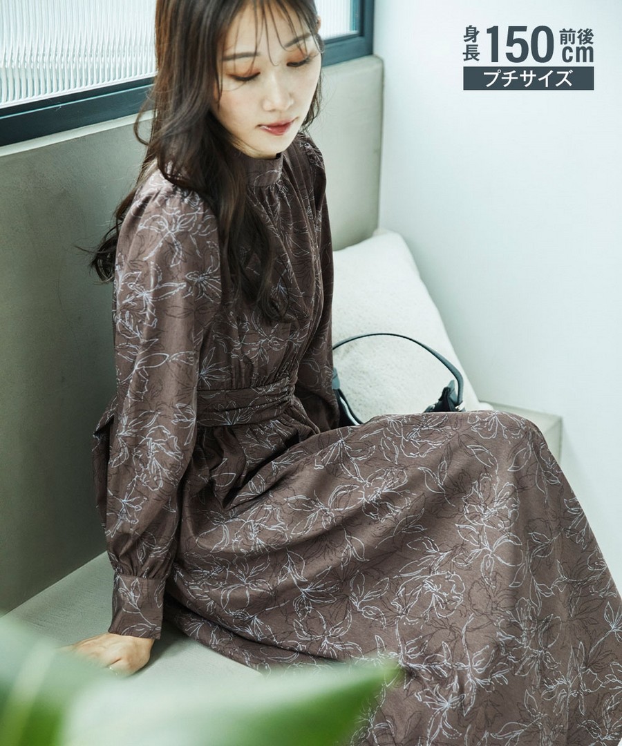 nissen [嬌小尺寸]強調腰身立領連身裙 (日本女裝) NSVCY0124D0007 FW24