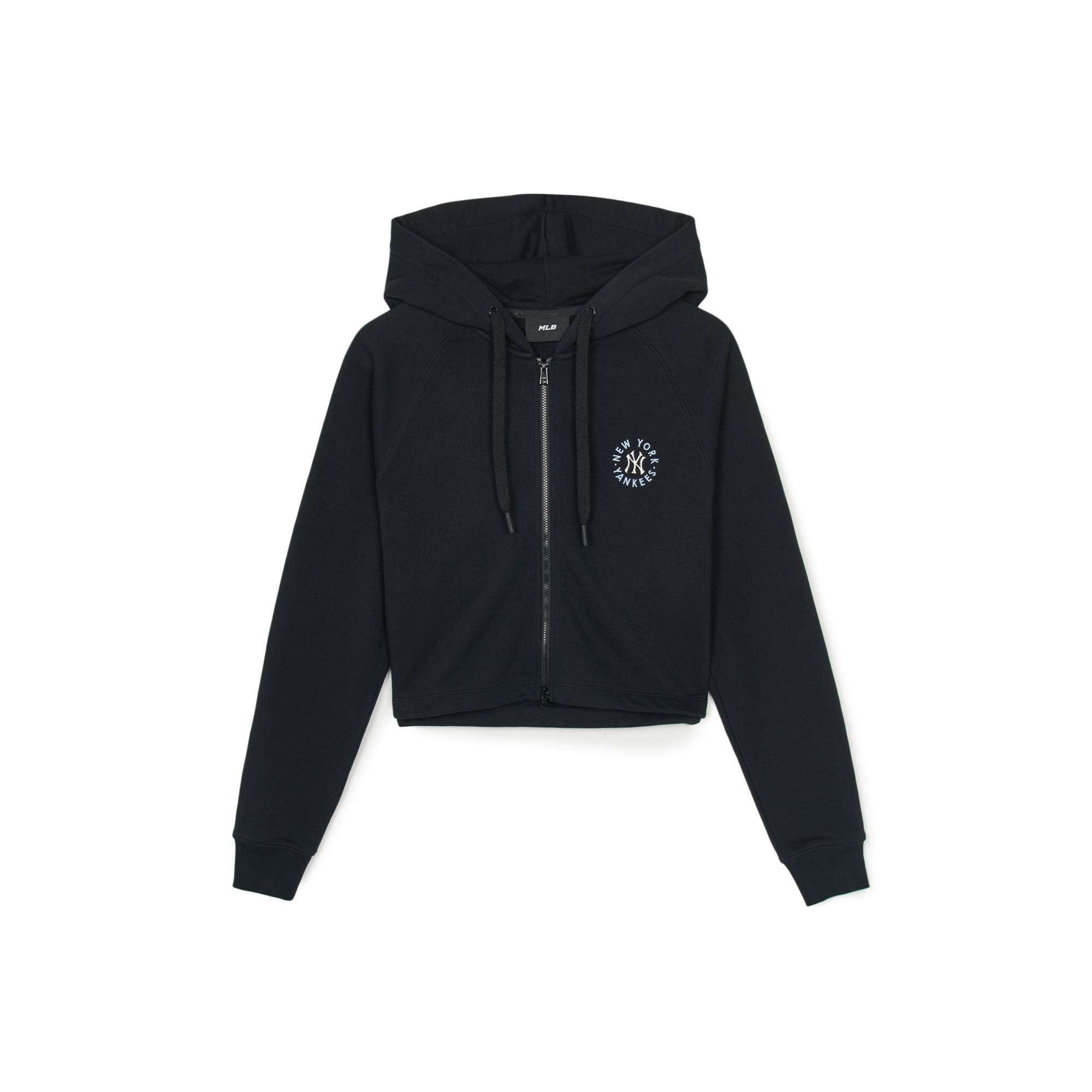WOMEN'S BASIC CIRCLE LOGO CROP HOOD ZIP UP NEW YORK YANKEES