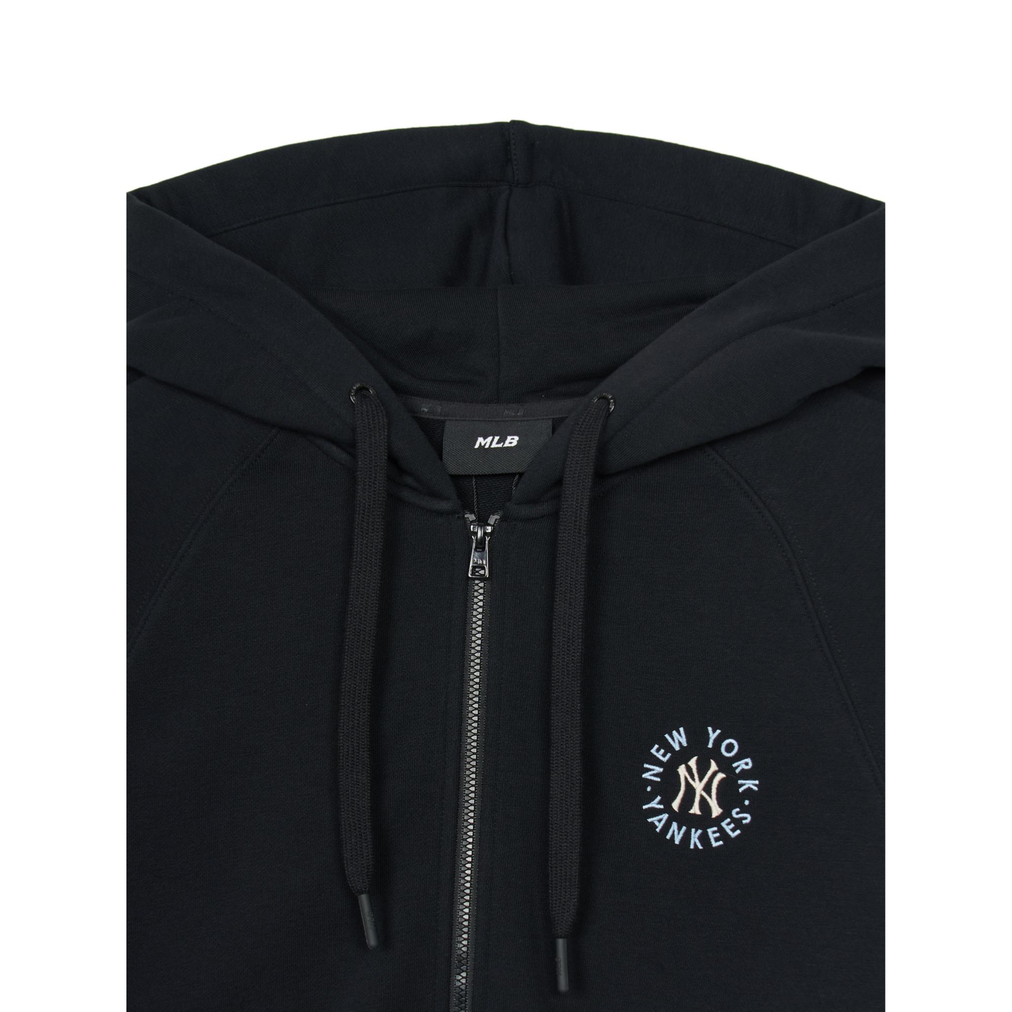 WOMEN'S BASIC CIRCLE LOGO CROP HOOD ZIP UP NEW YORK YANKEES