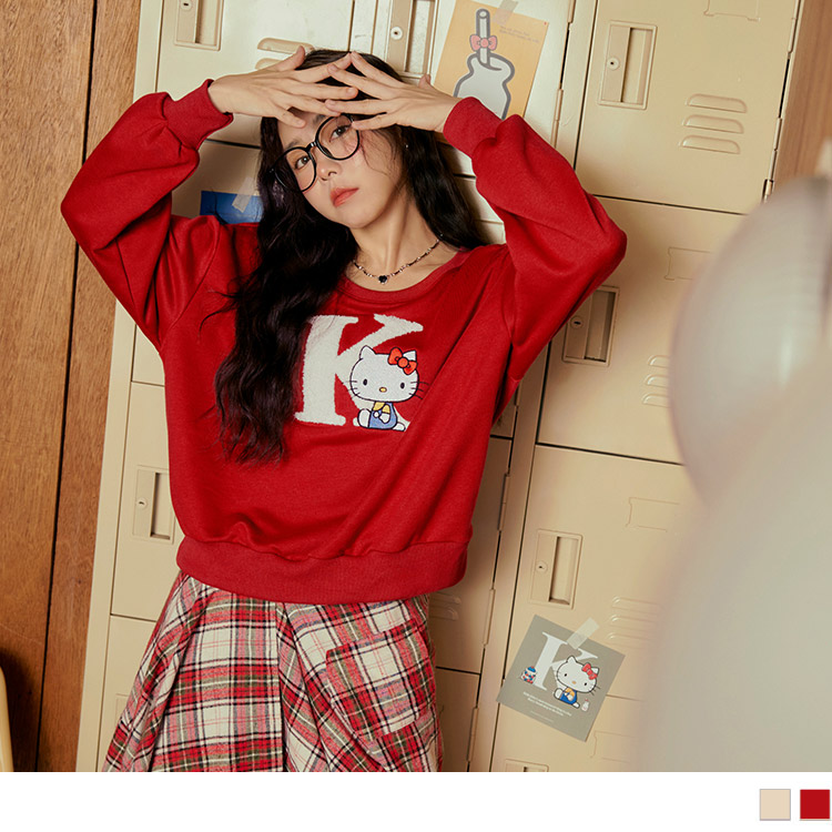OB KITTY 經典再現．立體羊羔毛刺繡印花大學TEE(代購) OBIK0053 FW24