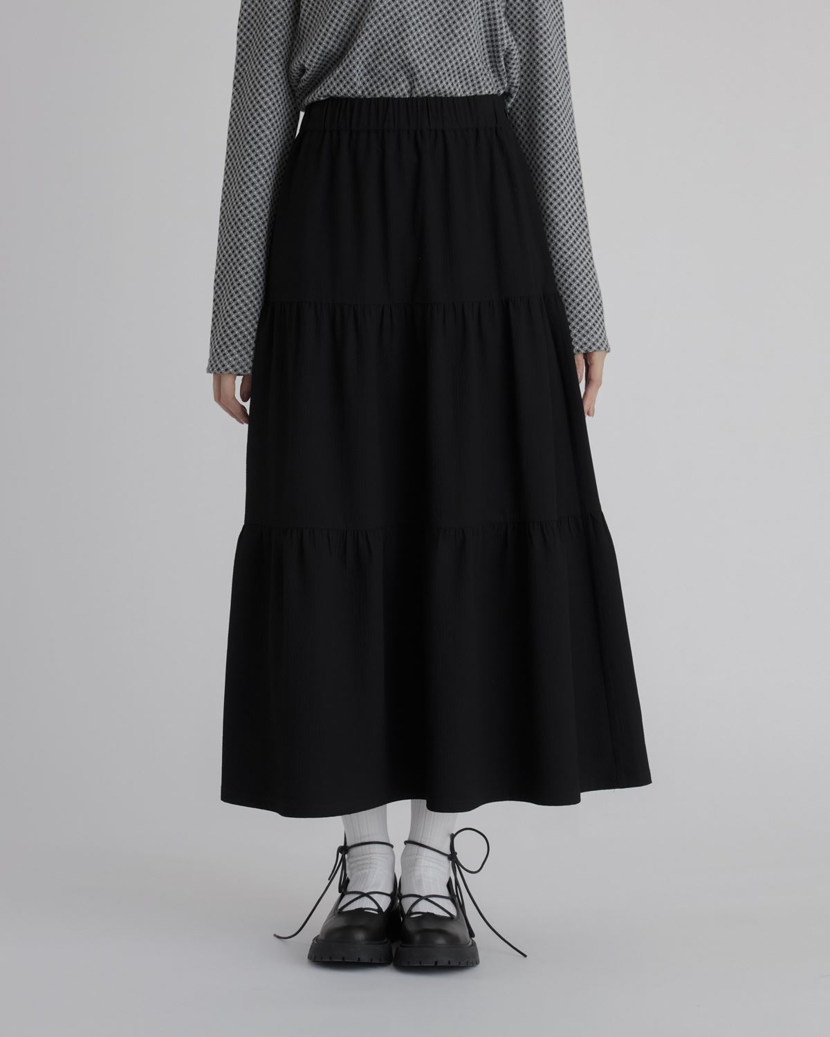 Seersucker tiered Skirt_0