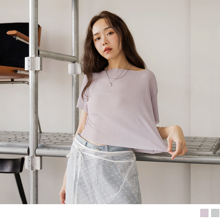 OB 微透膚立體紋理船型領寬鬆上衣 OBAB19908 SS24