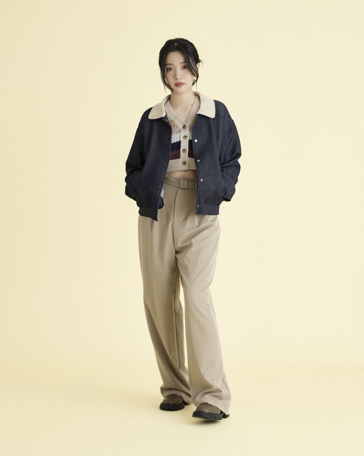 Color Stripe Knitted Cardigan_1