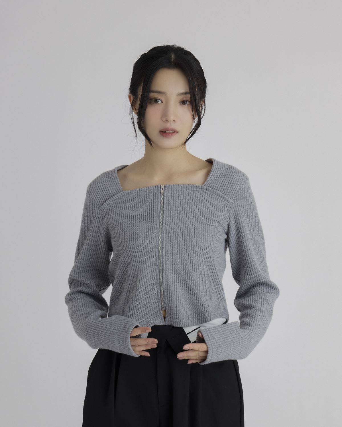 Zipped Square Neck Top_0
