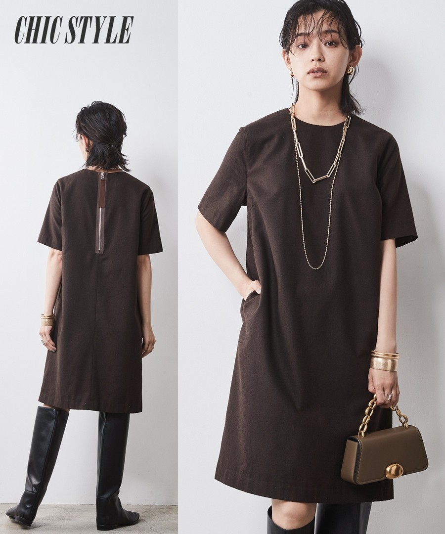 nissen 5分袖迷你連身裙(CHIC STYLE) (日本女裝大尺碼) NSAVA0224D0003 FW24