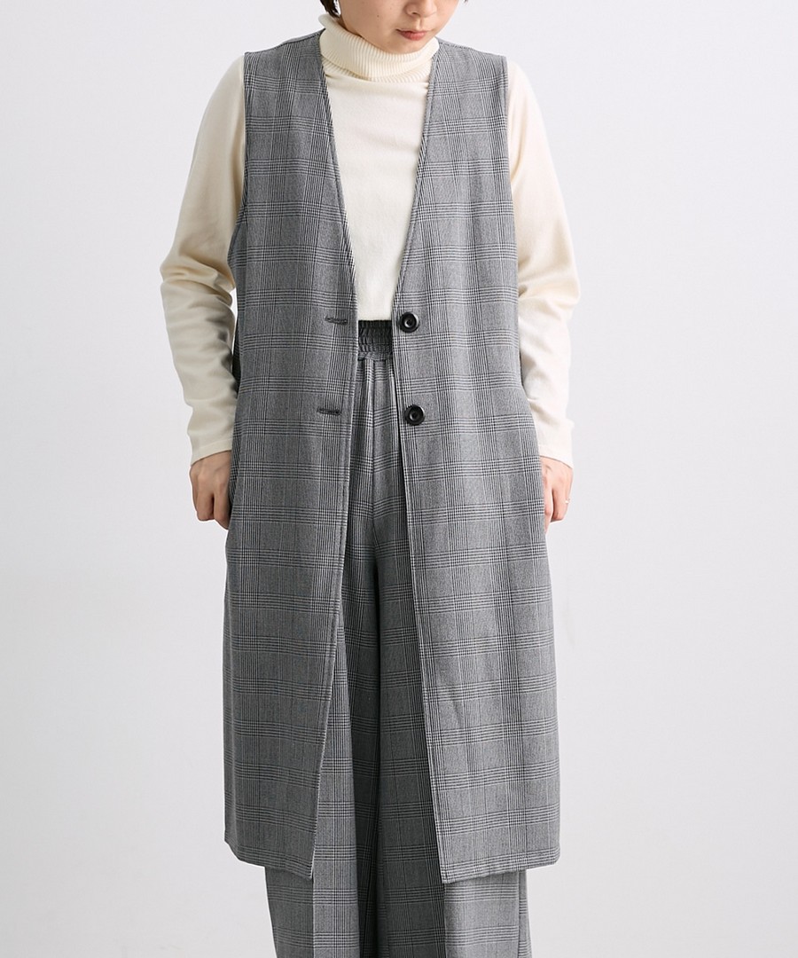 nissen 側開衩設計長版背心外套 (日本女裝大尺碼) NSBMM0324D0007 FW24