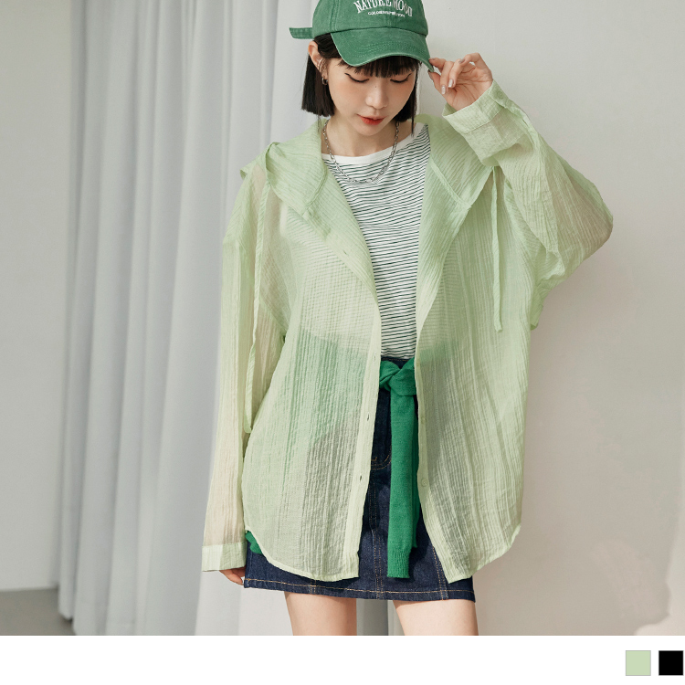 OB 微透細條紋理長版連帽上衣外套 OBEA3682 FW24