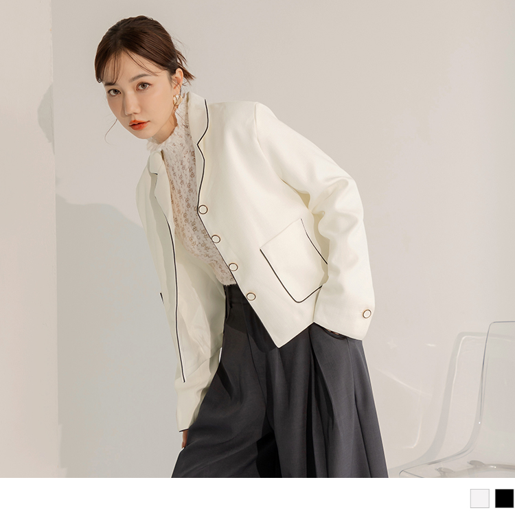 OB 細膩紋裡撞色滾邊口袋西裝外套 OBEA3718 FW24