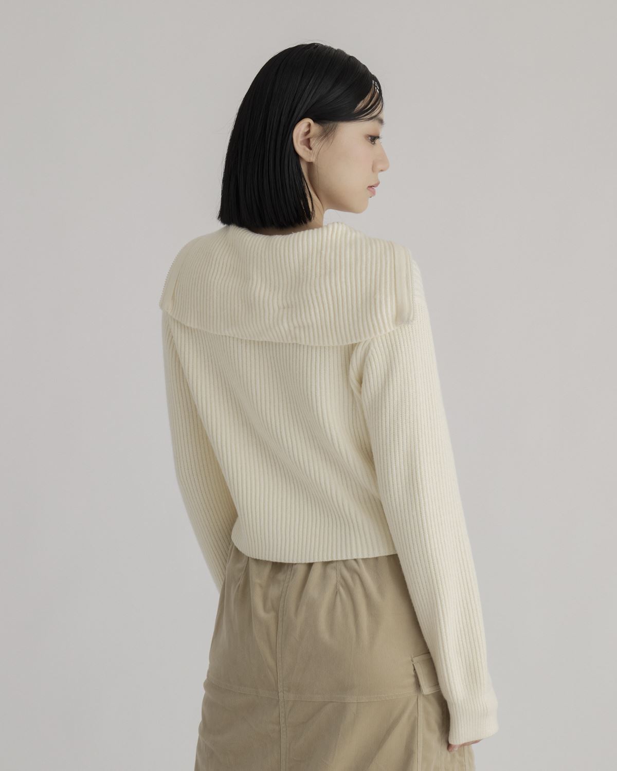 Wide Lapel Zipper Cardigan_1