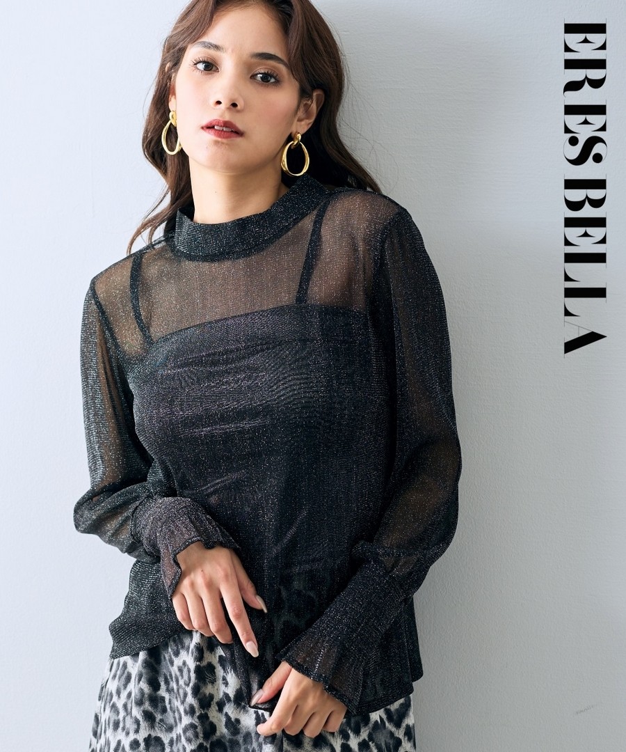 nissen 金蔥透視長袖上衣(ERES BELLA) (日本女裝大尺碼) NSAMR0124D0021 FW24