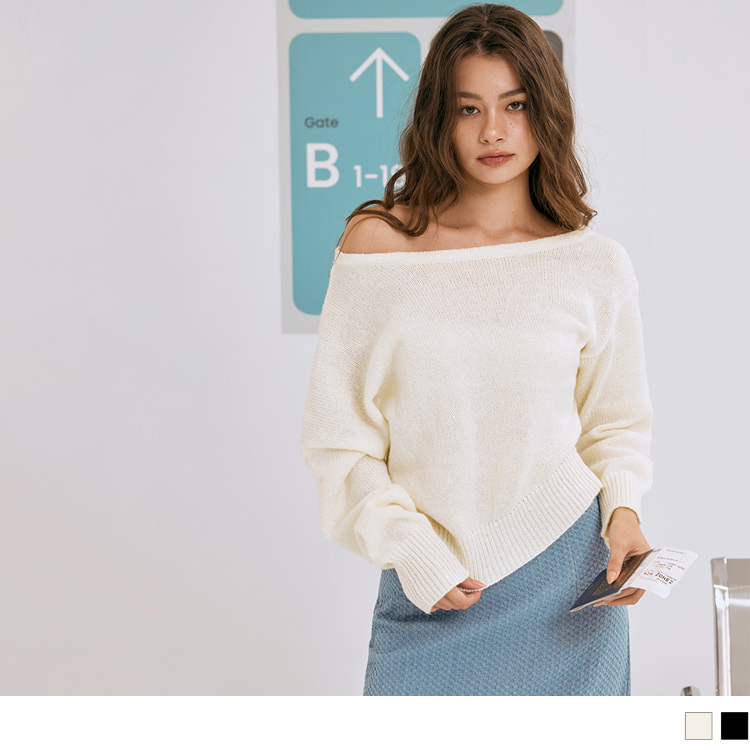 OB 不對稱斜肩針織上衣 OBFA2981 FW24