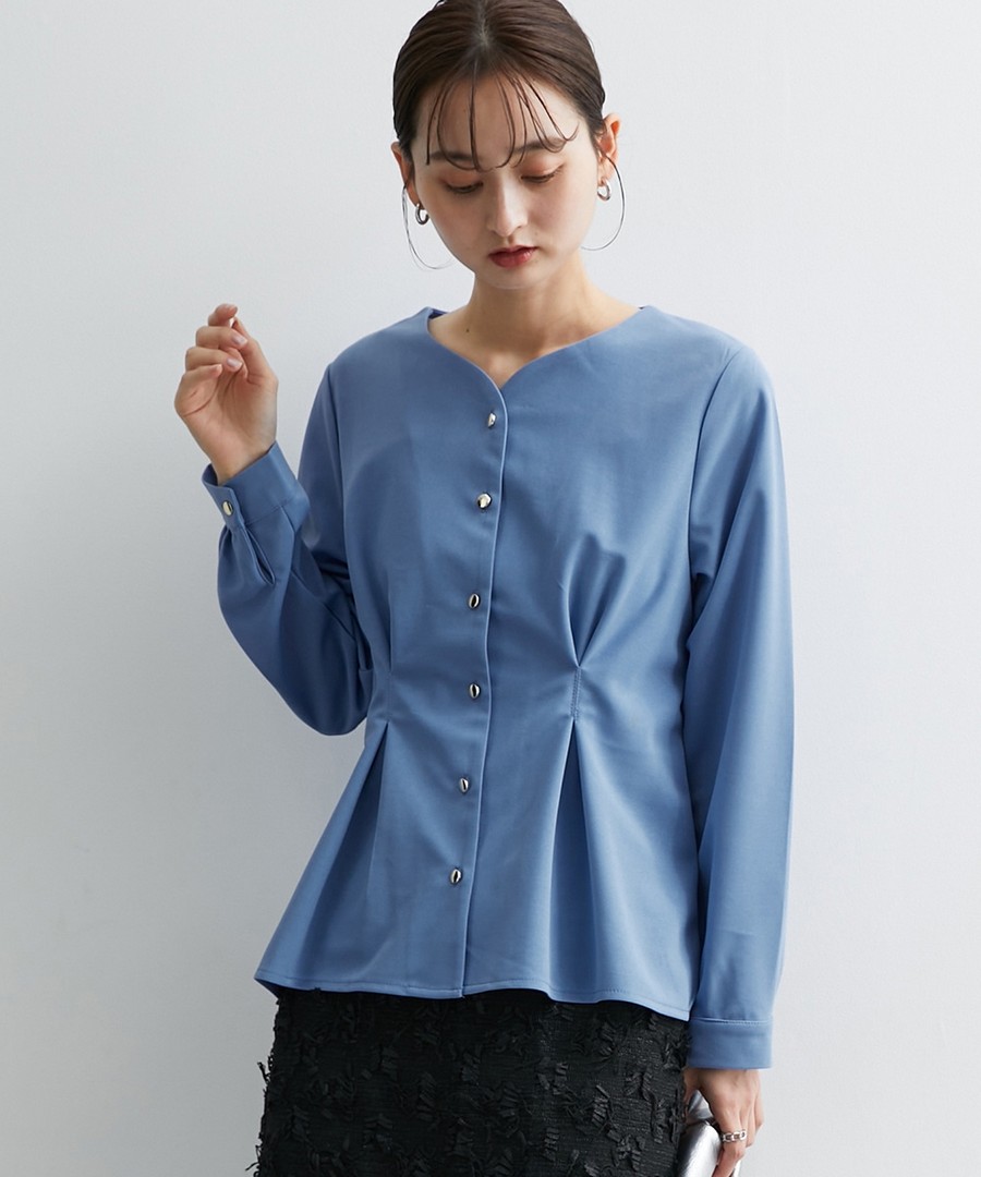 nissen 正面打褶前開口上衣(防UV，可機洗) (日本女裝及大尺碼適用) NSAKR0124D0003 FW24