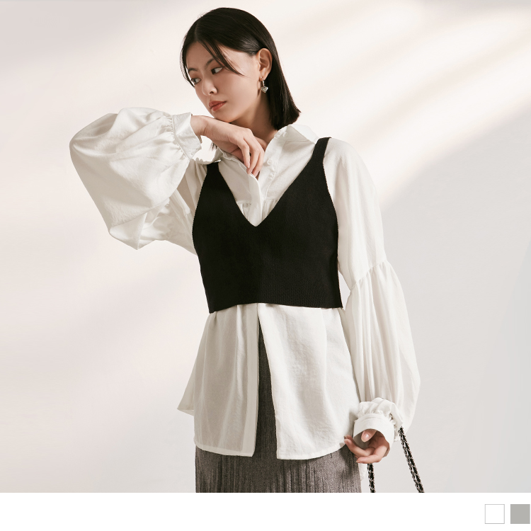 OB 落肩拋袖寬鬆襯衫 OBAB19897 FW24