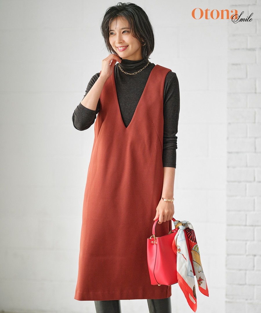 nissen 深V字形無袖連身裙(Otona SMILE) (日本女裝大尺碼) NSAMR0124E0005 FW24