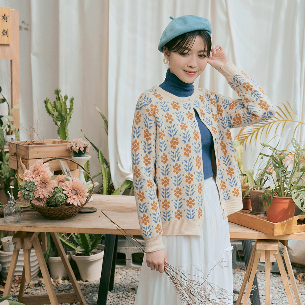 OB 日系復古撞色緹花針織外套 OBFA3048 FW24