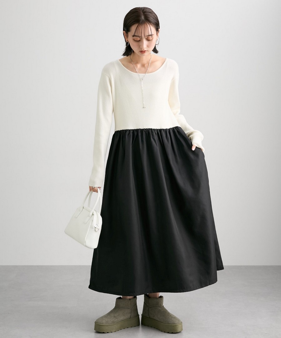 nissen 拼接連身裙 (日本女裝) NSAPL0124D0022 FW24
