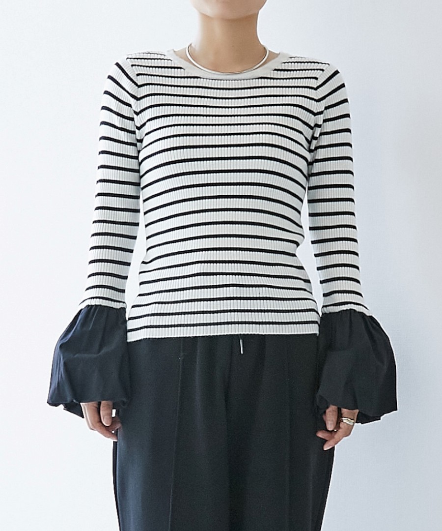 nissen 泡泡袖羅紋針織上衣 (日本女裝) NSAPL0124D0021 FW24