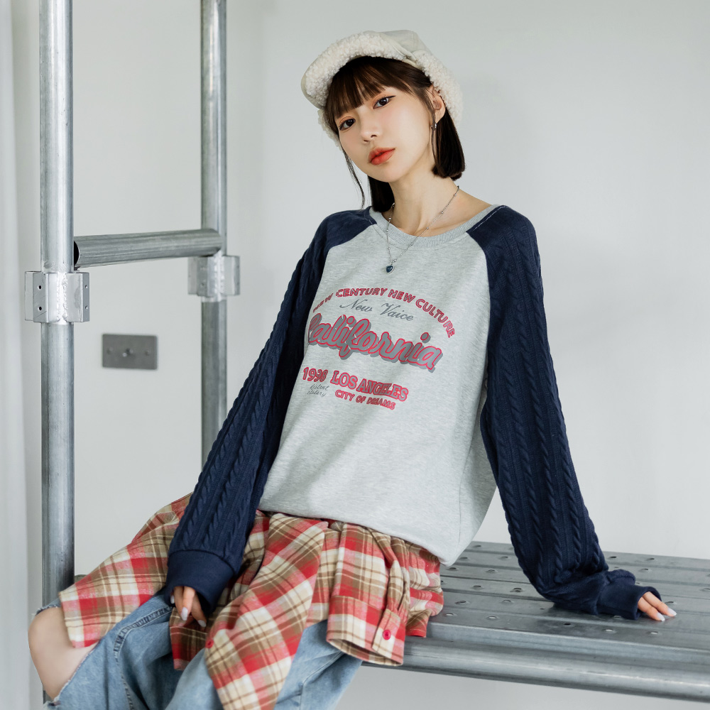 OB 美式印花立體織紋牛角袖上衣 OBAB19918 FW24