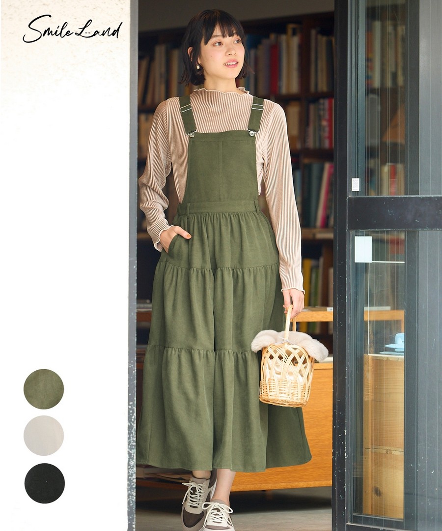 nissen 燈芯絨層疊工裝連身裙 (日本女裝大尺碼) NSCBO0224E0002 FW24