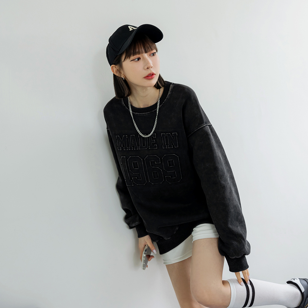 OB 美式復古水洗字母印花大學Tee/衛衣 OBAB20199 FW24