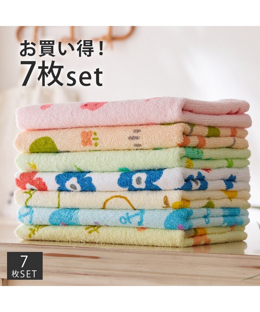 nissen 快樂圖案洗臉巾7條組 (日本家品) NSCUM0124N0017 FW24