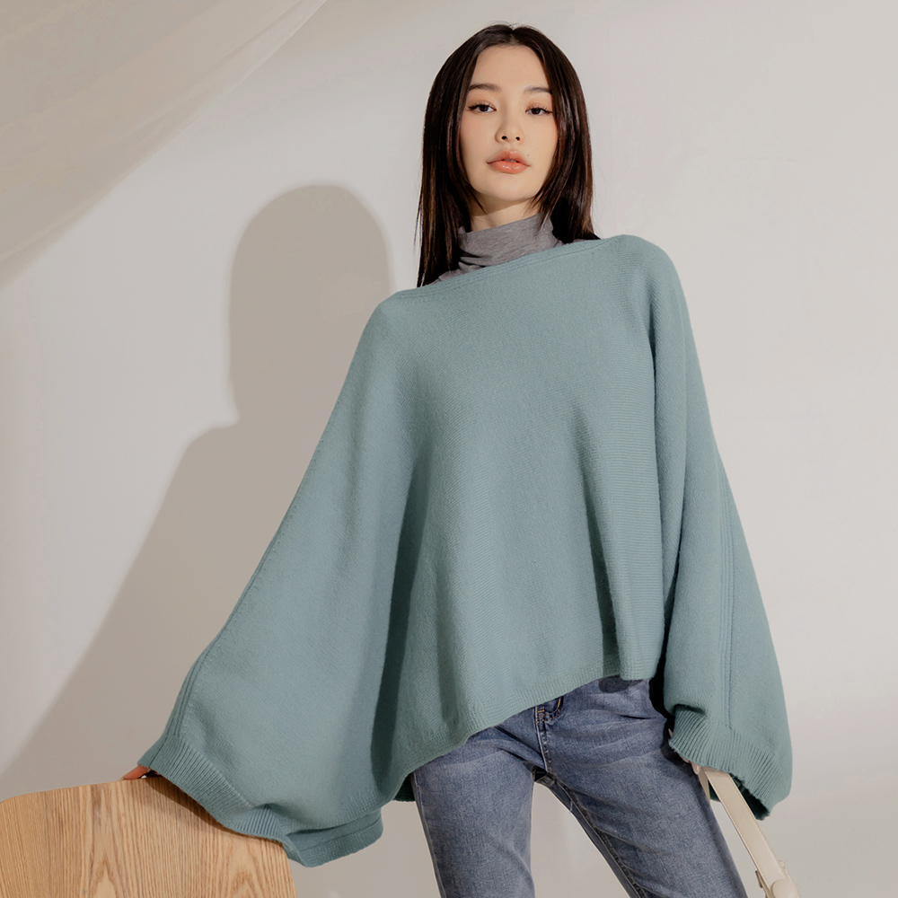 OB 針織船領開釦寬版斗篷上衣 OBFA2860 FW24