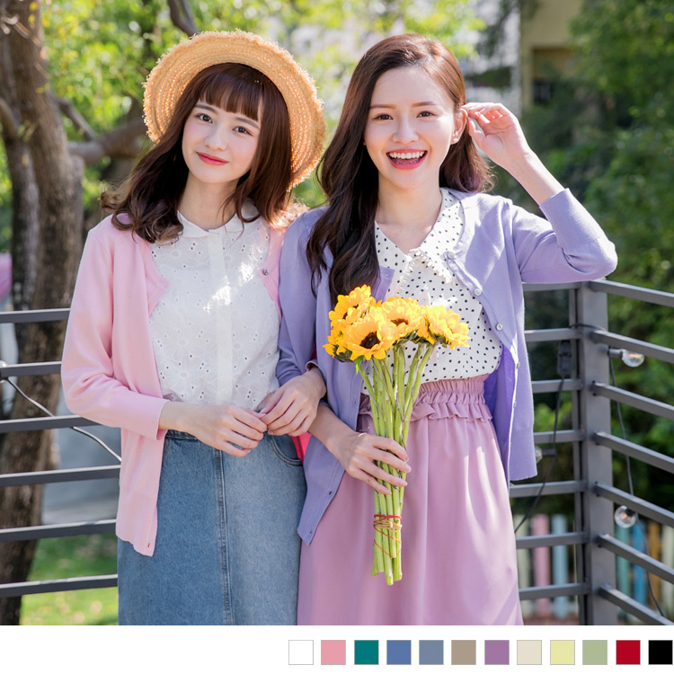 OB 多色圓領七分袖細針織小外套 OBFA1968 SS25