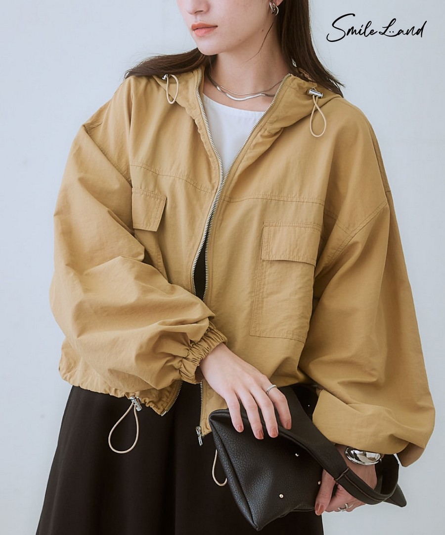 nissen 下擺抽繩短款連帽外套 (日本女裝大尺碼) NSANW0225A0014 SS25