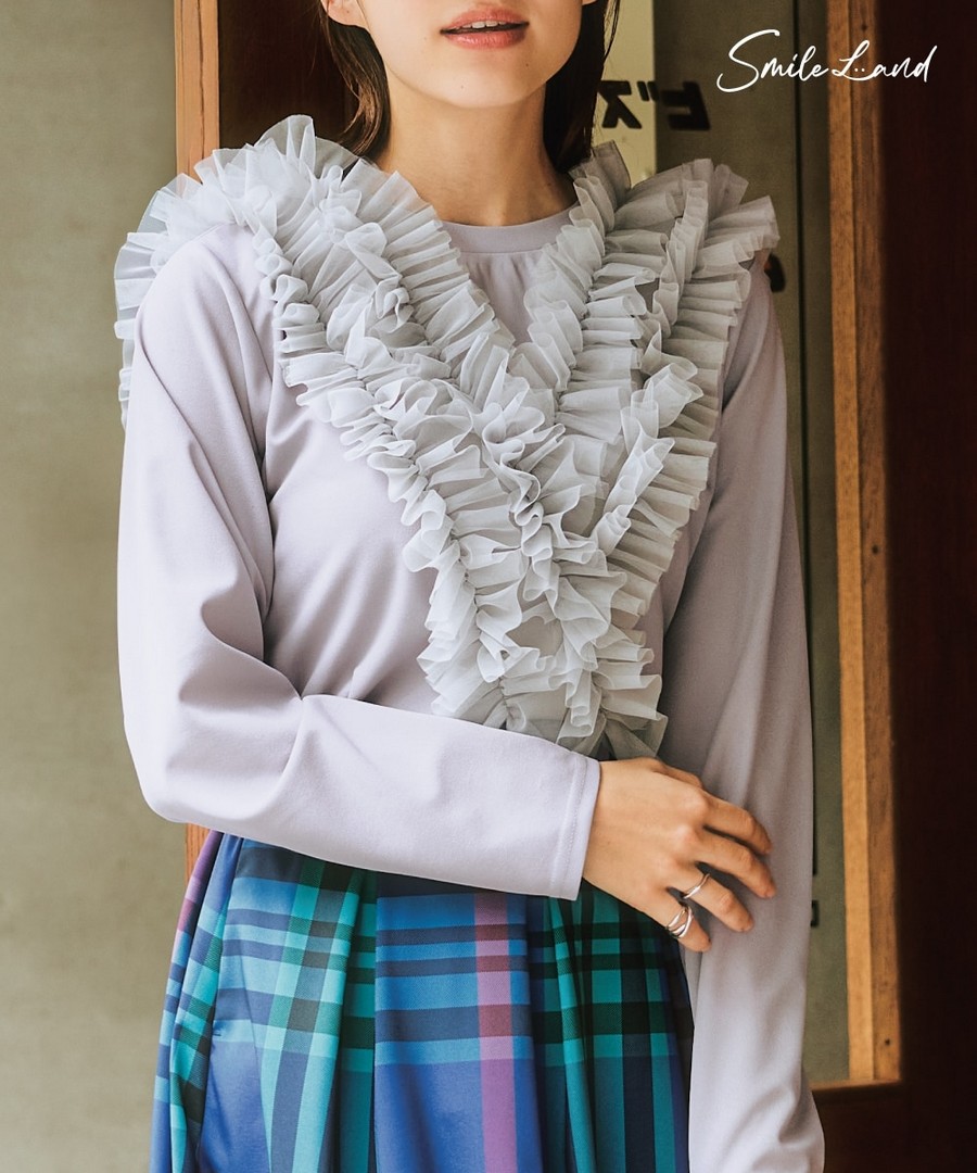 nissen 薄紗設計長袖上衣 (日本女裝大尺碼) NSANW0225A0015 SS25