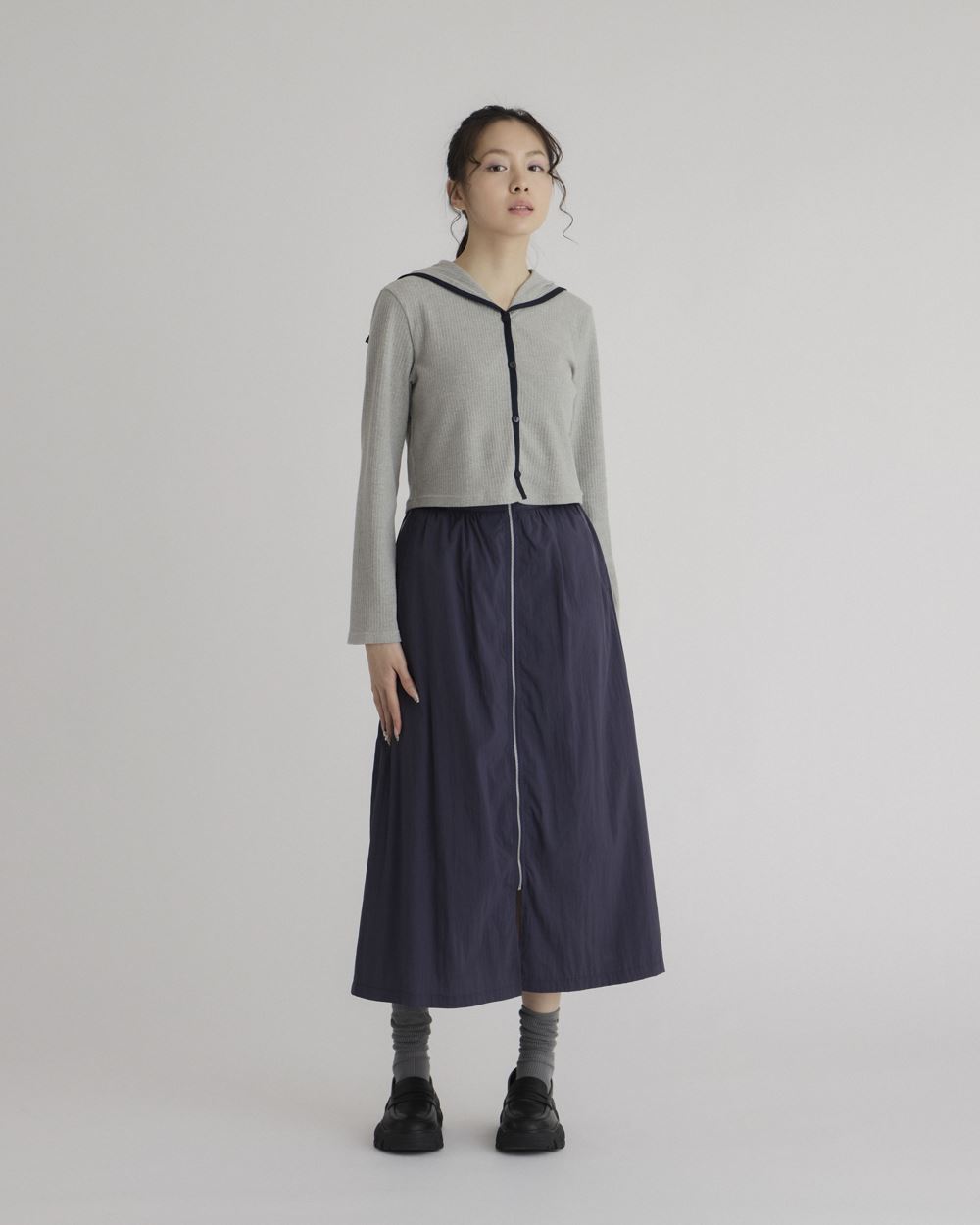 Sailor Collar Tipped Cardigan_1