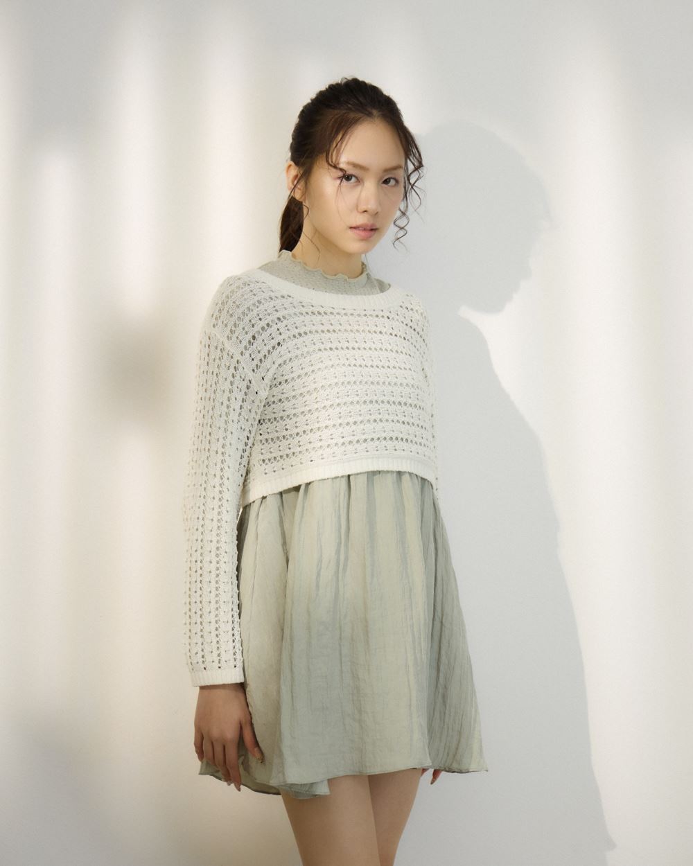 Pointelle Corpped Twin-Set Top_0