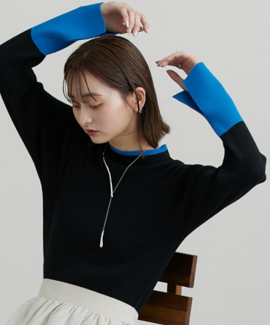 nissen 領口袖口色彩設計羅紋針織毛衣 (日本女裝) NSAPL0125A0008 FW24