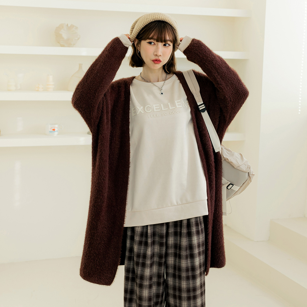 OB 柔軟豐厚馬海毛寬鬆長版上衣外套 OBFA2849 SS25