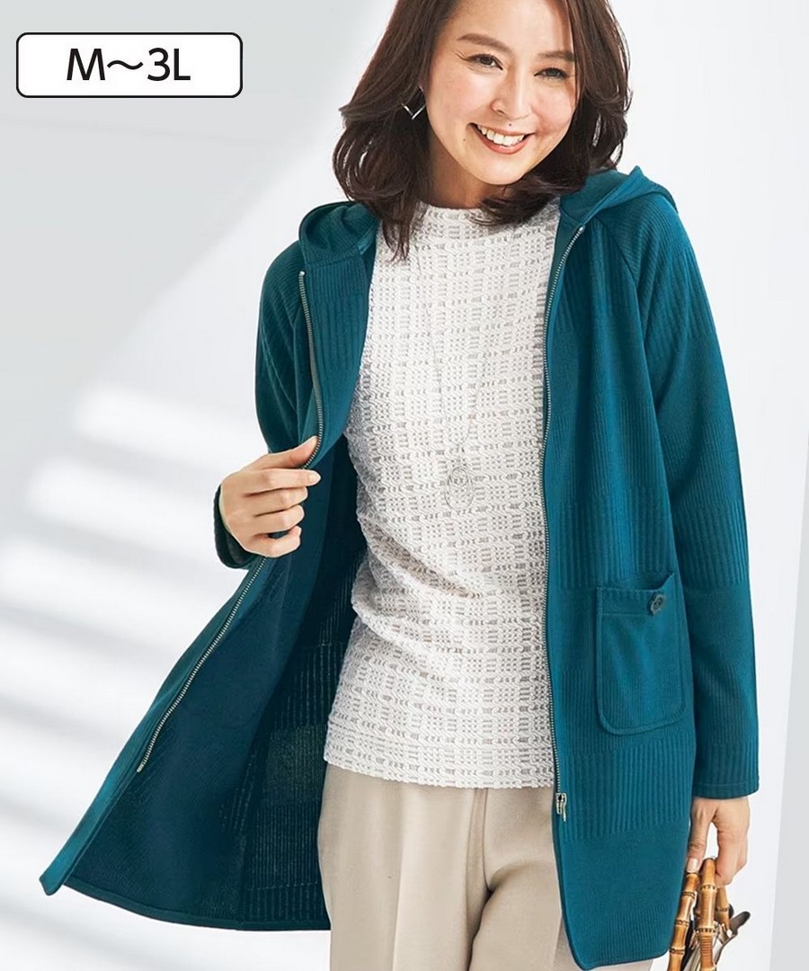 nissen 雙拉鏈連帽長外套 (日本女裝大尺碼) NSANW0124A0009 SS25