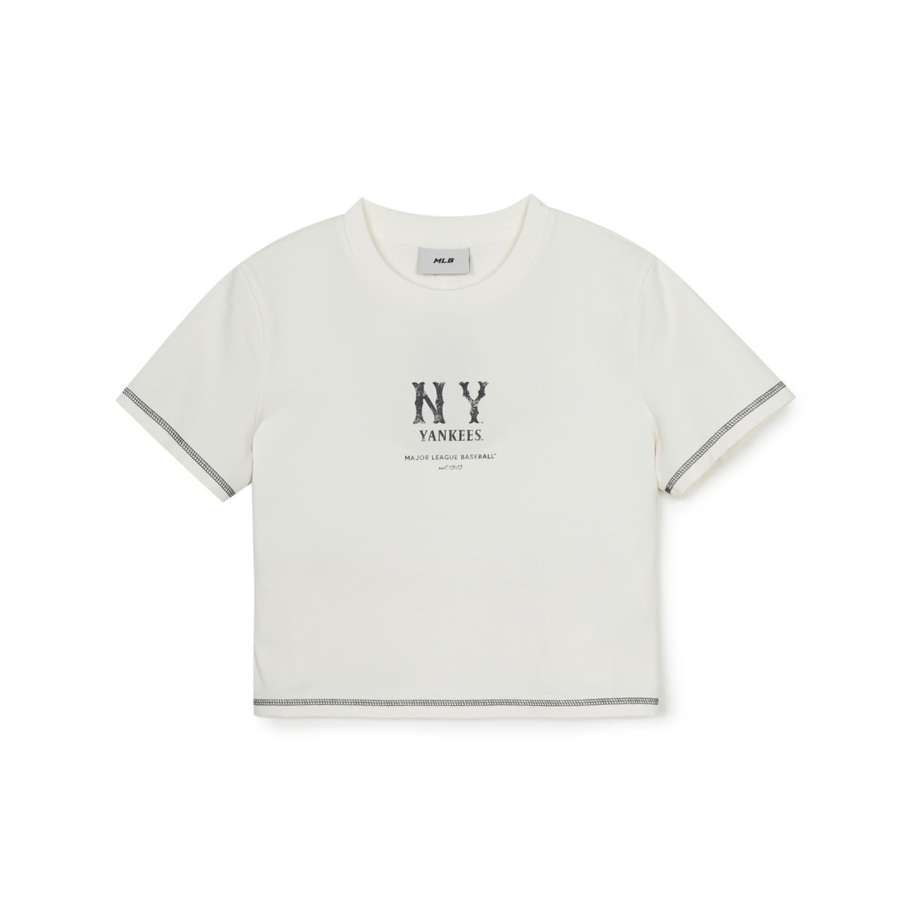 ◆MLB Korea◆ Women's Basic Crop Short Sleeve T-Shirt NY Bla WMS] Women`S Vintage Slim Crop T Shrts NEW YORK YANKEES