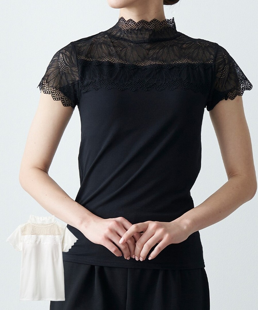 nissen 高領蕾絲內附胸墊法式袖內衣 (日本女裝大尺碼內衣) NSACL0124B0002 SS25