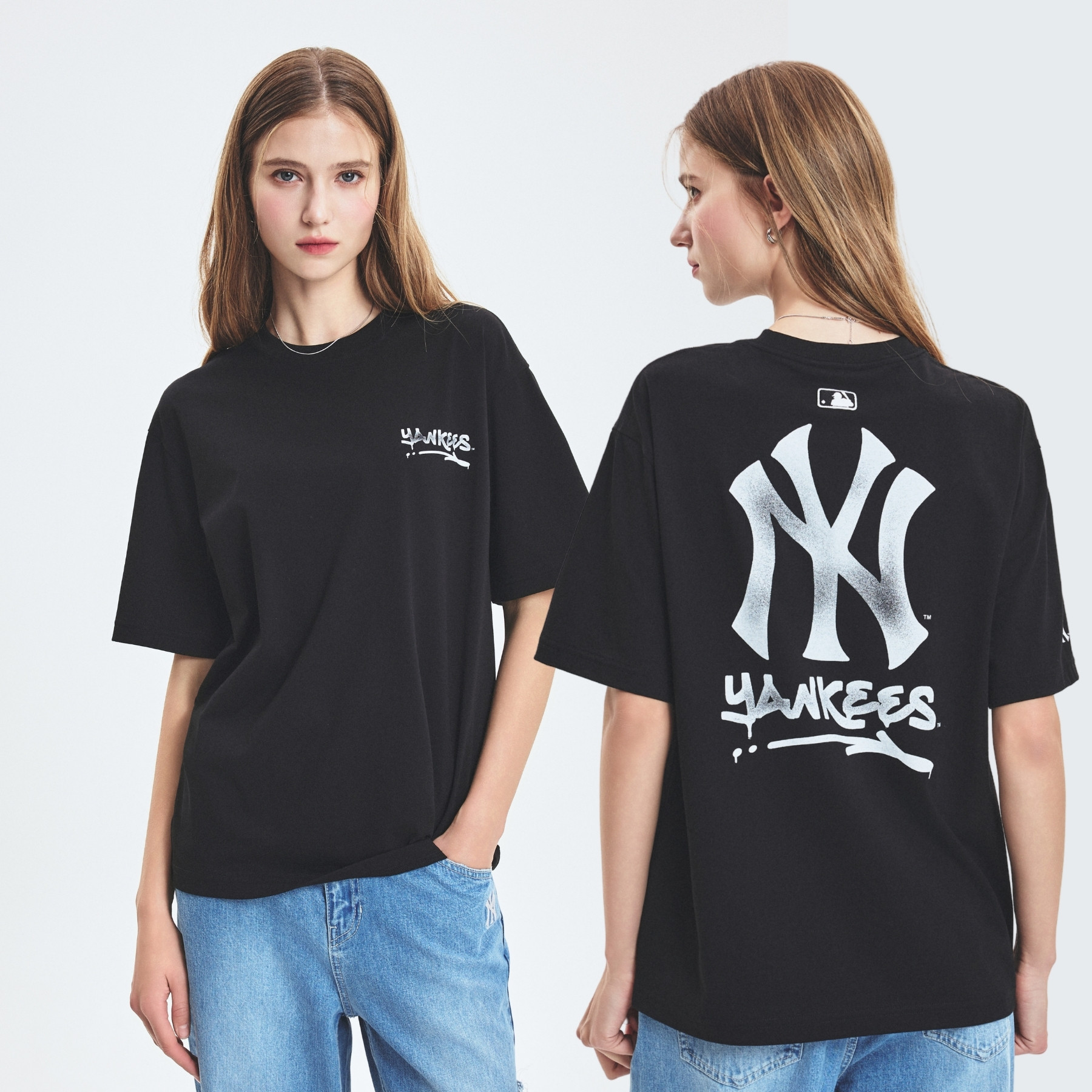 【MLB】KARINA★Basic Street Logo OverFit T-Shirt★男女兼用 BASIC STREET LOGO OVER FIT T-SHIRTS NEW YORK YANKEES