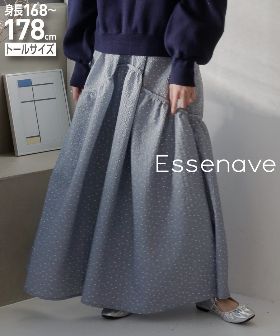 nissen [高挑尺寸]圓點大喇叭裙(Essenave) (日本女裝大尺碼) NSALC0225A0003
