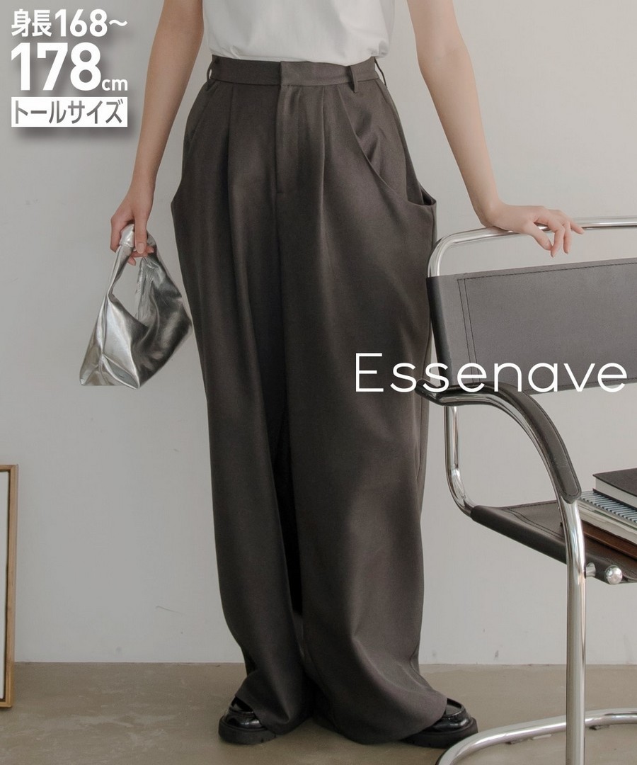 nissen [高挑尺寸]垂墜感大口袋寬腿褲(Essenave) (日本女裝大尺碼) NSALC0225A0001 SS25