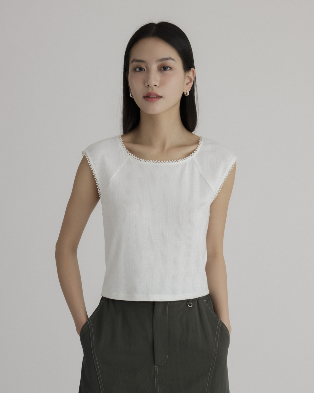 Lace Trimmed Square Neck Top_0