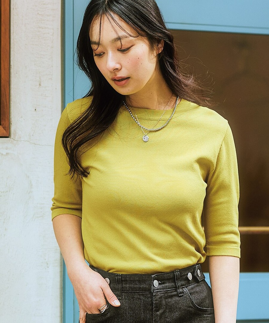 nissen 五分袖清爽針織衫 (日本女裝及大尺碼適用) NSCWA0125B0001 SS25