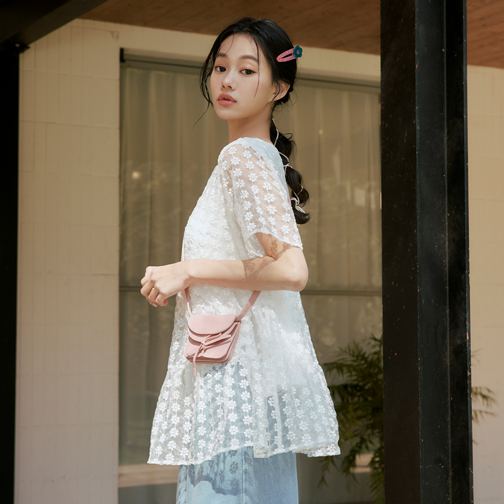 OB 透膚小花朵娃娃裝上衣 OBAB20165 SS25